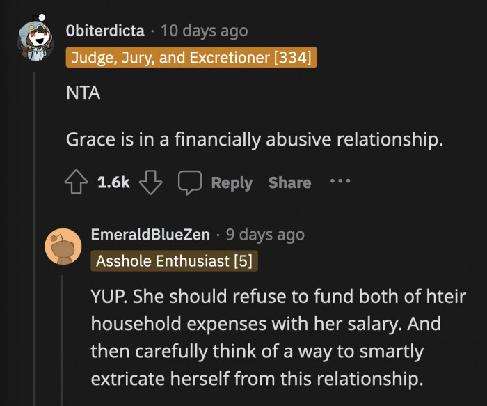 She will be better off financially (and in every other way) if she leaves her abusive husband.