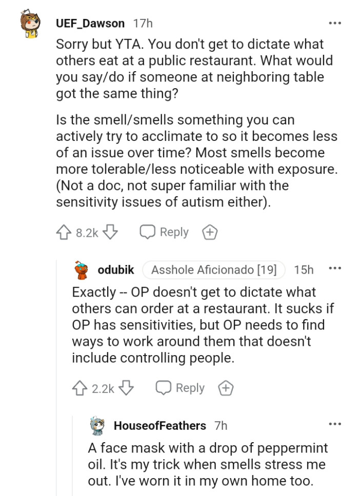 The OP doesn't get to dictate what others can do at a restaurant