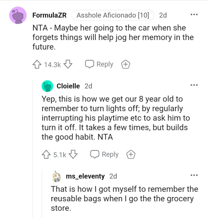 Helping to jog her memory in the future