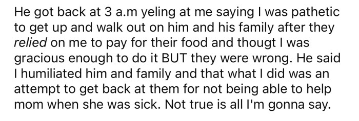 OP got called pathetic for leaving the restaurant and refusing to pay for everyone.