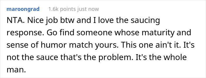 I love the saucing response