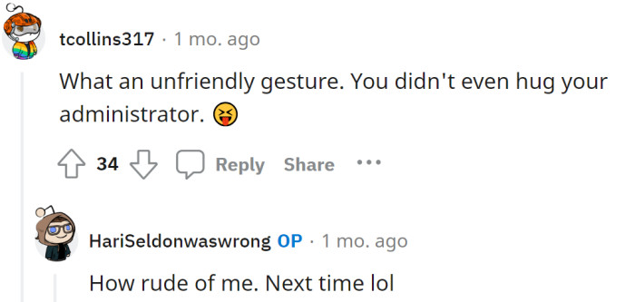 He should have hugged her