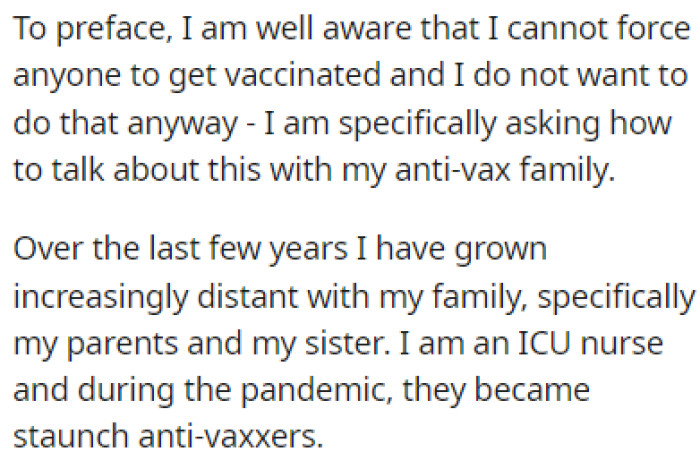 OP has been growing distant from her family over the last few years