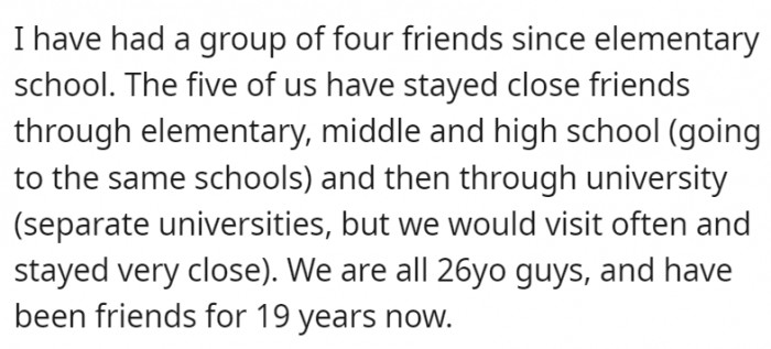 They've all been good friends for 19 years now