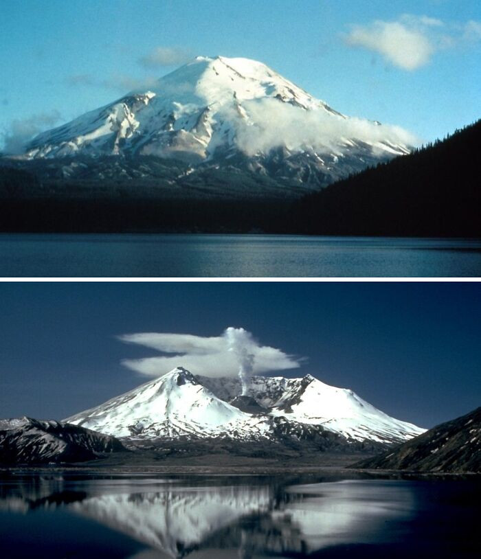 "This Is What Mount Saint Helens Looked Like Before And After Its 1980 Eruption"