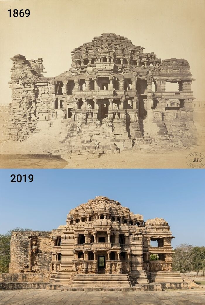 24. Sas-Bahu Temple in Gwalior, India: 1869 vs. 2019