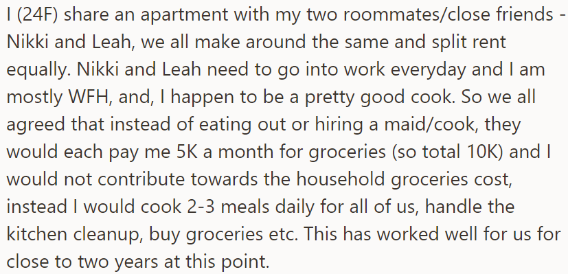 The OP explained their agreement