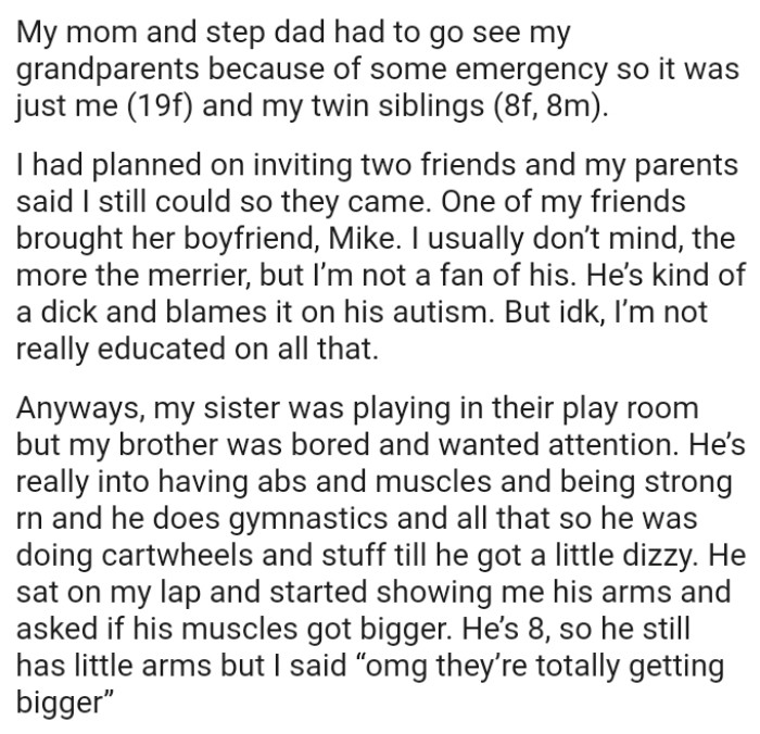 The OP had planned on inviting two friends, and her parents said she could, so they came.