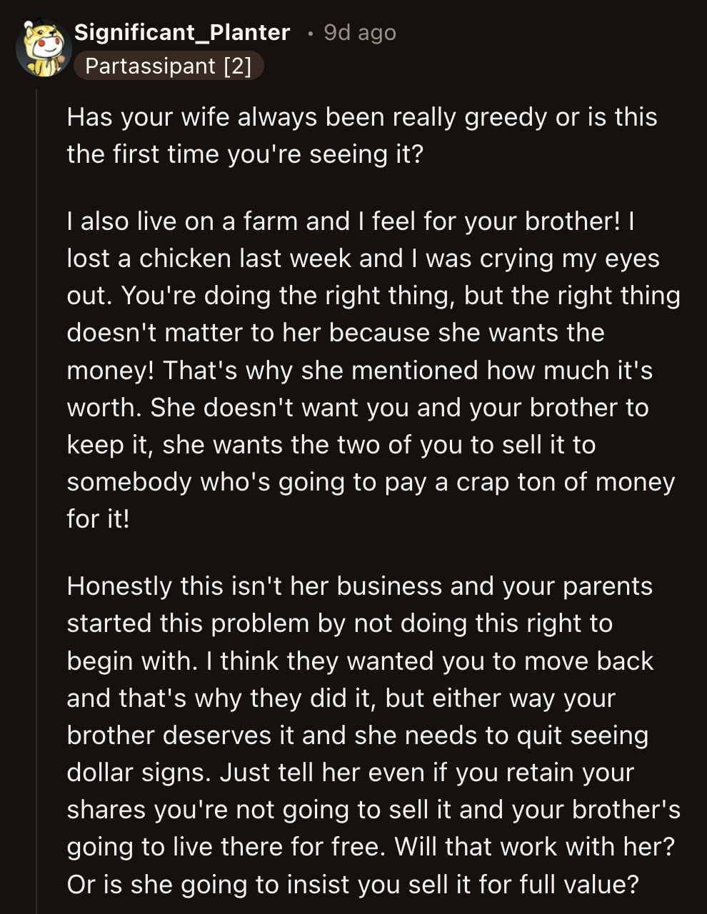 Could Jules' actions be motivated by greed, as one Redditor suggested?