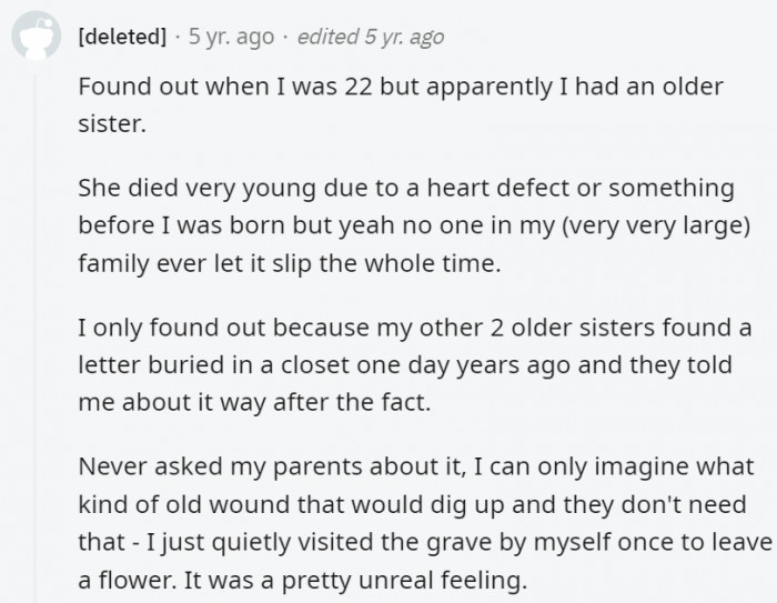 4. This is the kind of secret you bury with so much pain that you hope you'll never feel again