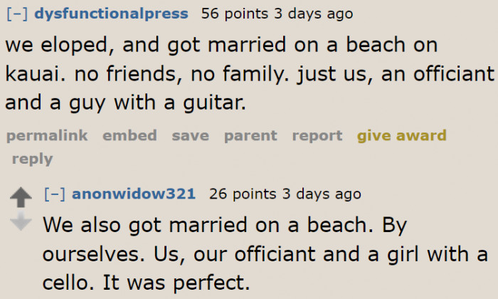 Some Chose a Beach Wedding with Only the Officiant and the Musician.