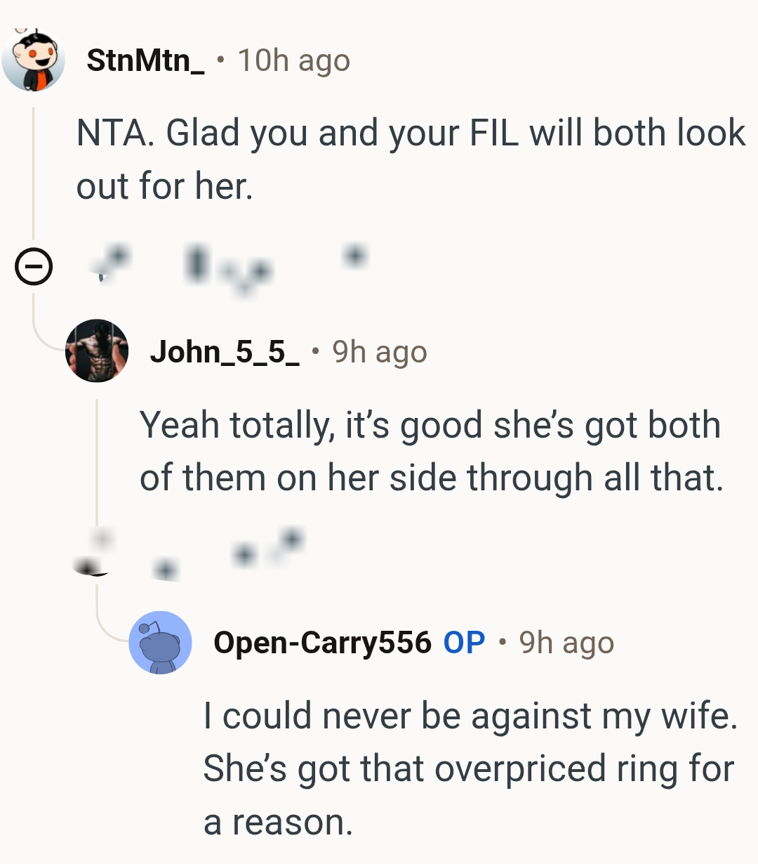 The OP could never be against his wife