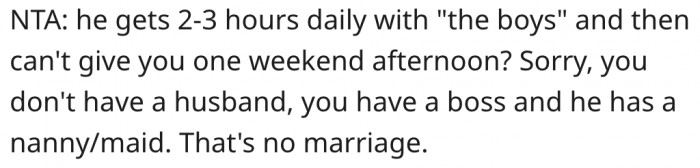 1. She has a boss, not a husband.