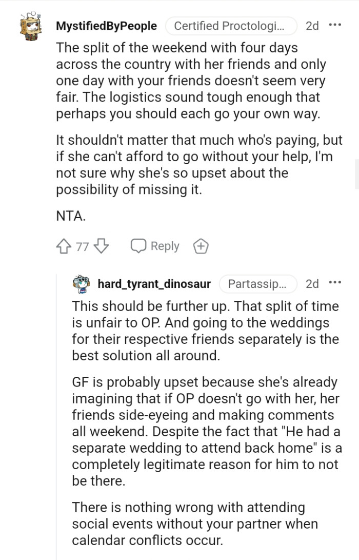 You should each go your own way