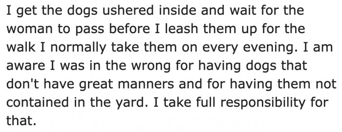 She acknowledges her mistake.