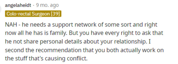 Some people were on different pages in the comments and gave different verdicts, but this one here thinks that there's NAH, which could be valid.