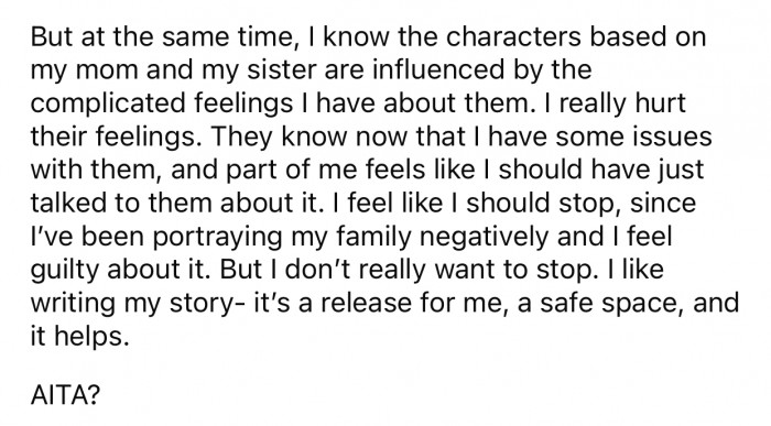 The family's reaction made OP doubt herself, so she decided to consult with the Reddit community.