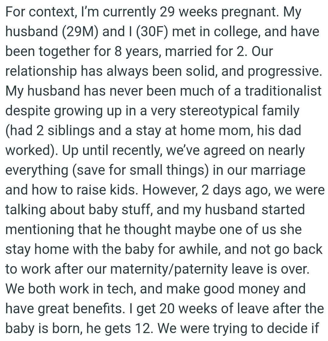 OP's husband has never been much of a traditionalist despite growing up in a very stereotypical family