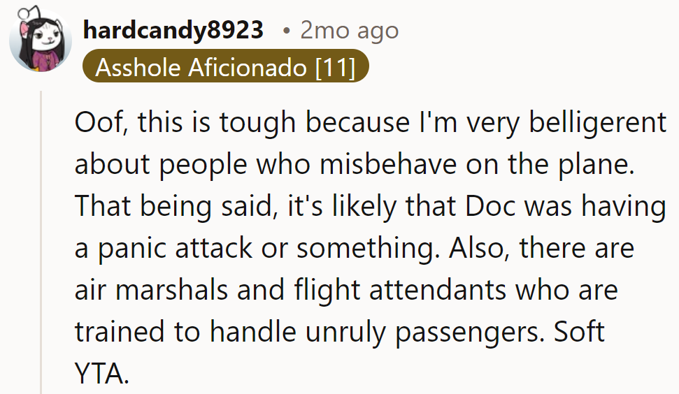 Soft YTA: Even sky-high belligerence needs a soft landing. Let the pros handle the turbulence.