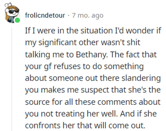 The girlfriend is suspicious