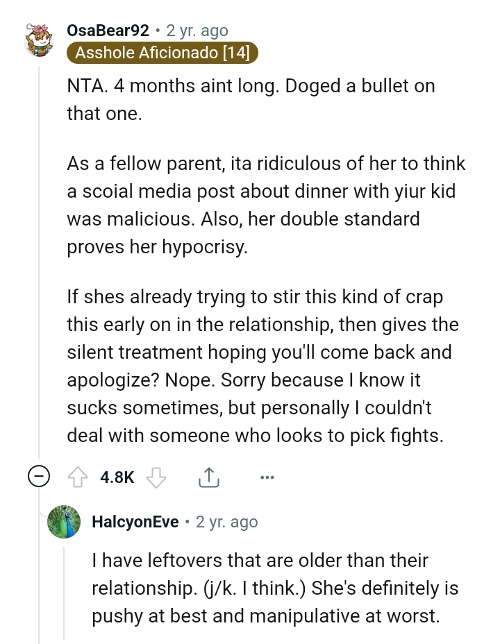 Giving you the silent treatment hoping you'll come back and apologize