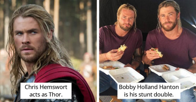 15 Marvel Superstars Who You Might Have Never Seen Side By Side With Their Stunt Doubles