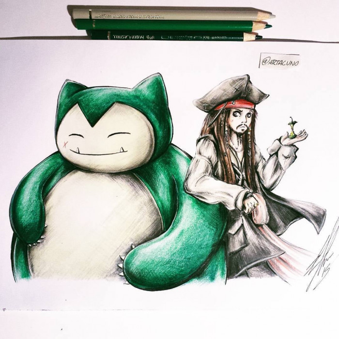 1. Captain Jack Sparrow and Snorlax