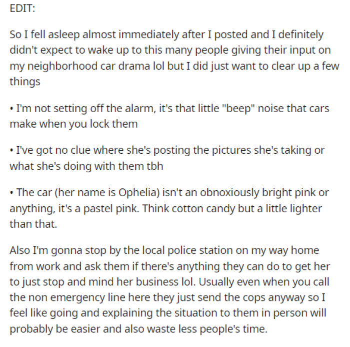 She adds an edit to thank everyone and provide a bit more information on what's going on based on what people were telling her.