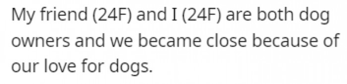 OP and her friend are both dog owners who bonded over their love for dogs