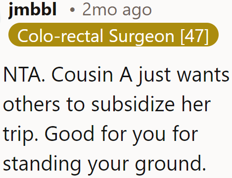 The OP's cousin simply wants to ease the financial burden by having other people cover the expenses she's supposed to pay for.