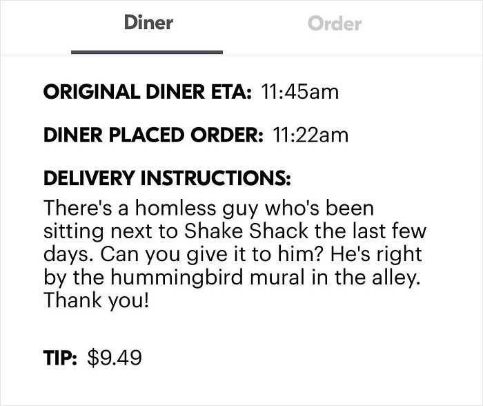 3. OP sharing how this customer made a homeless guy's day.