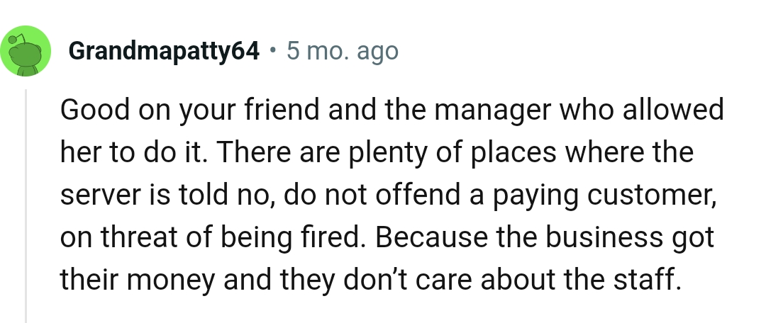 Good on the friend and manager