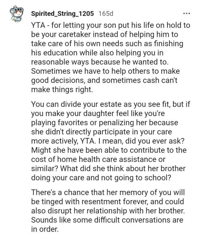 The OP Can Divide His Estate as He Sees Fit