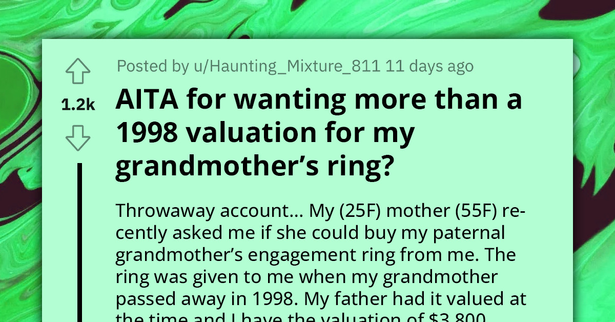 Defiant Redditor Resists Mom's Push To Sell Cherished Heirloom Ring To Her For Its 1998 Valuation