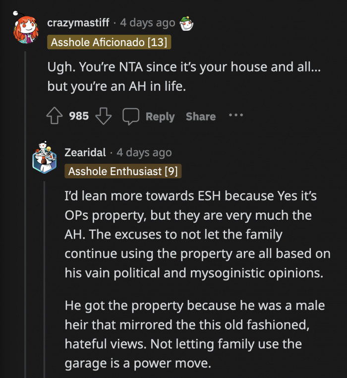 I like this take: when it comes to this issue, OP is right. In life? He needs to do a lot of introspection.