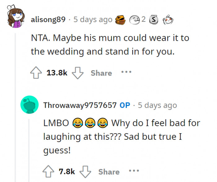 Seems like the reason why his mom feels so strongly about her vision and the dress is that she is going to be the one wearing the dress, not OP!