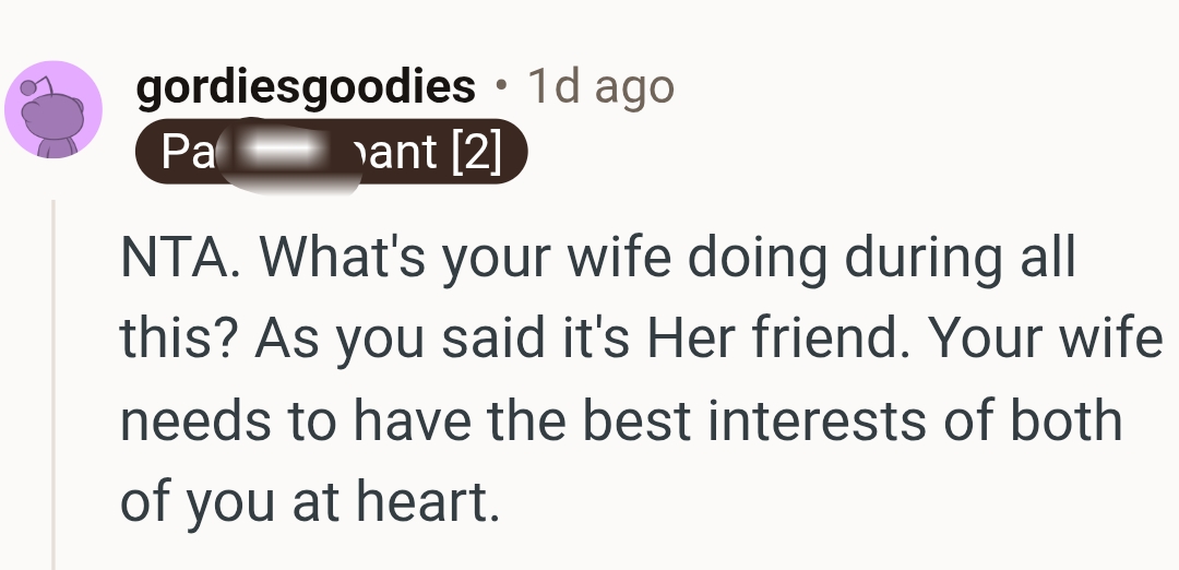 What is OP's wife doing about it?