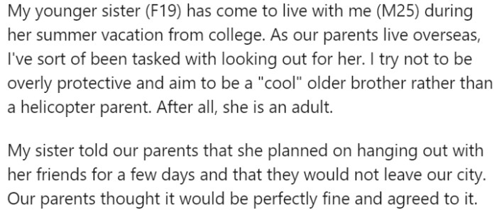 Responsibility of Older Brother Looking Out for Younger Sister During Summer Vacation