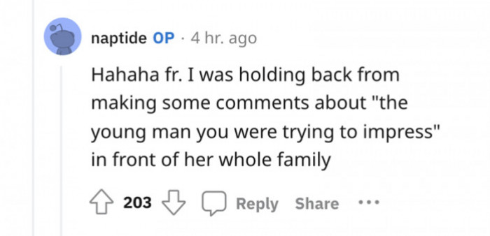 OP almost exposed her but held back.