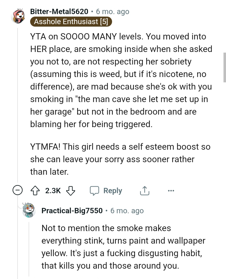 The man cave she let the OP set up in the garage