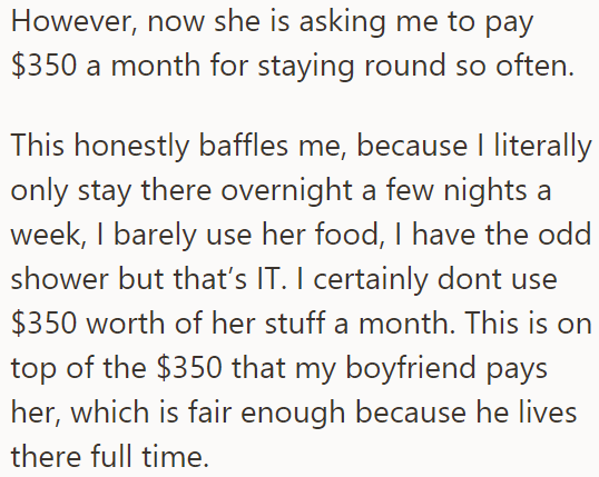 But the mother misunderstood the OP's kind gesture, and she's asking her to pay her monthly rent: