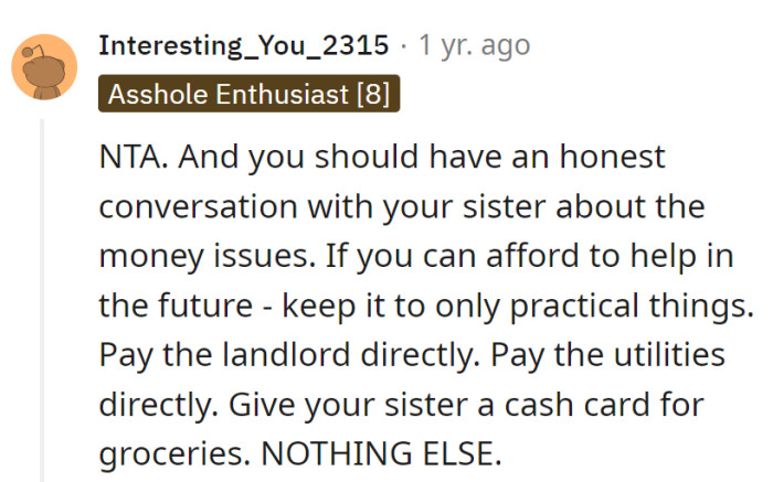 Future finances: landlord direct deposit, VIP utilities, grocery cash card for sis. Keep it practical, no spending symphony!