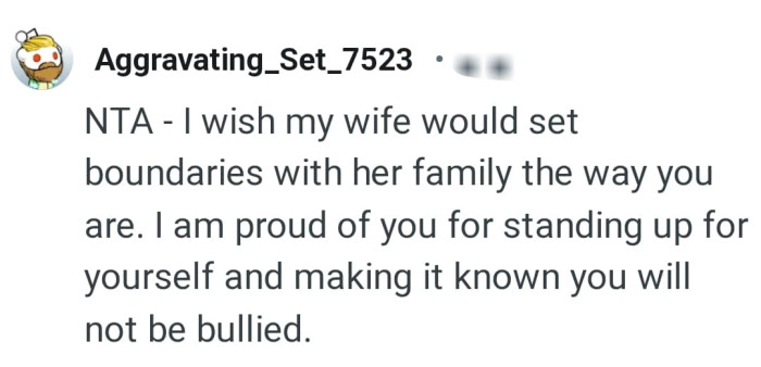 The OP stood up for herself