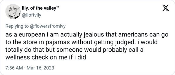 17. Walking around in pajamas