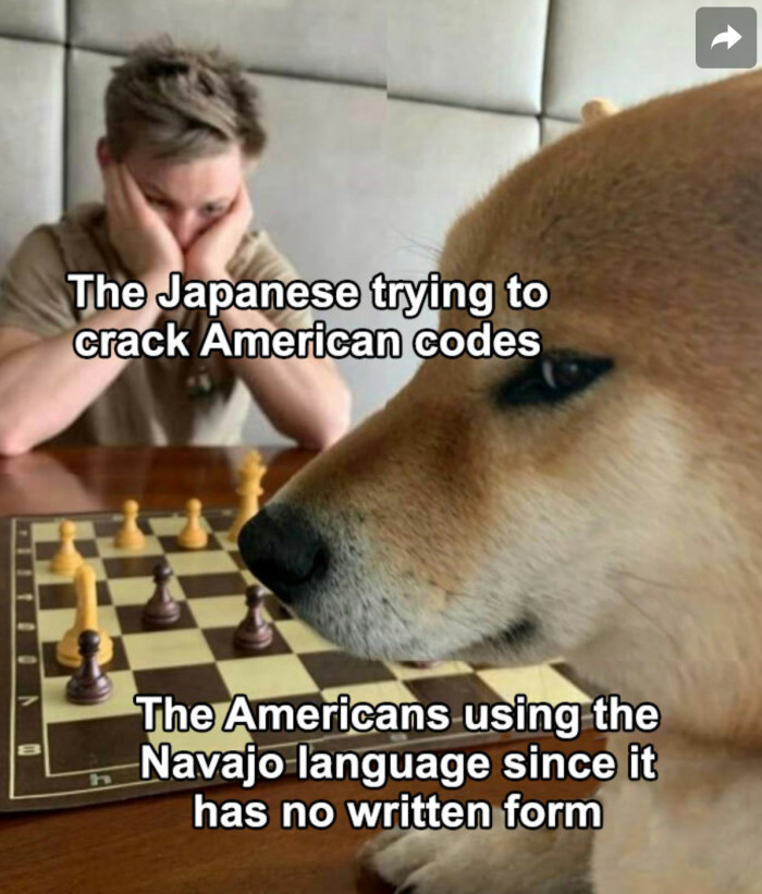 4. Japanese spies: “We’ll crack this.” Navajo code talkers: silence