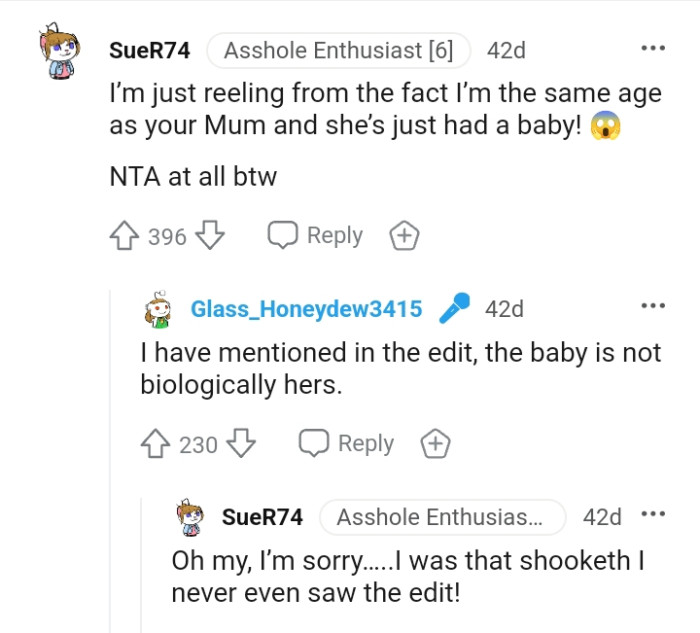 The OP Says That the Baby Isn't Biologically Her Mom's