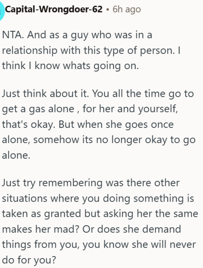She gets mad when asked to do what he always does for her