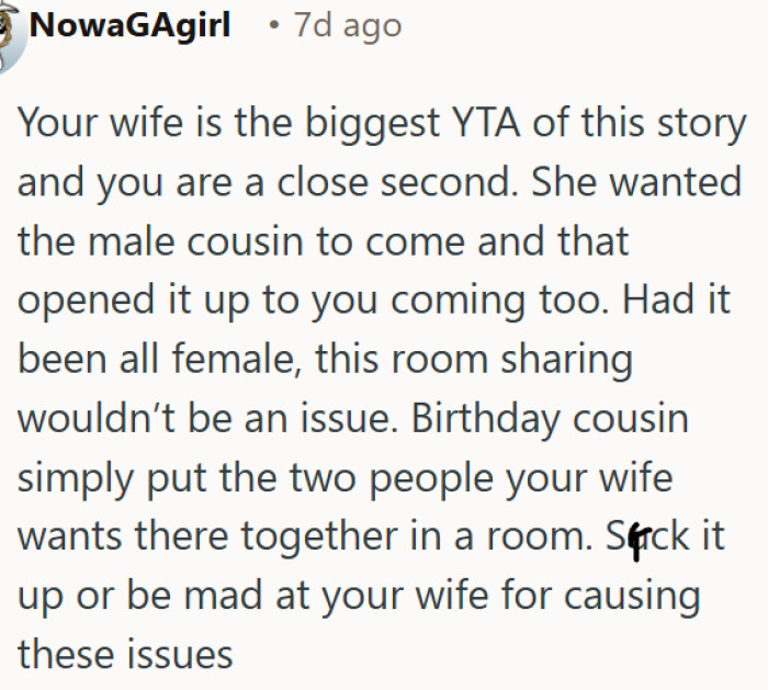 OP's wife is the real reason this sleeping arrangement exists.