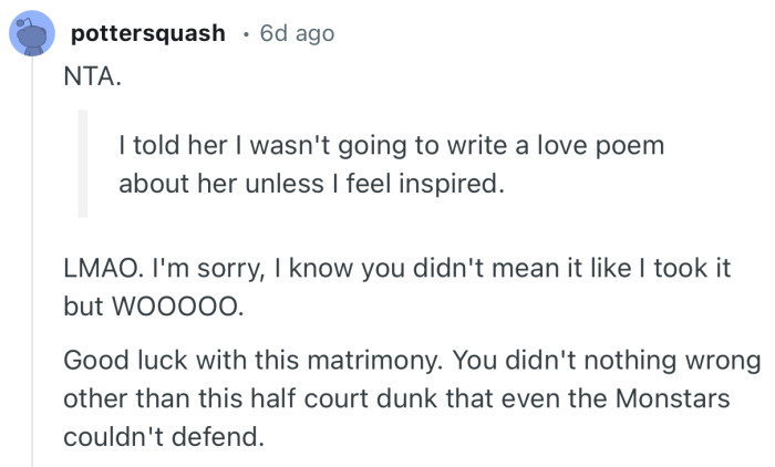 “You didn't nothing wrong other than this half court dunk that even the Monstars couldn't defend.”