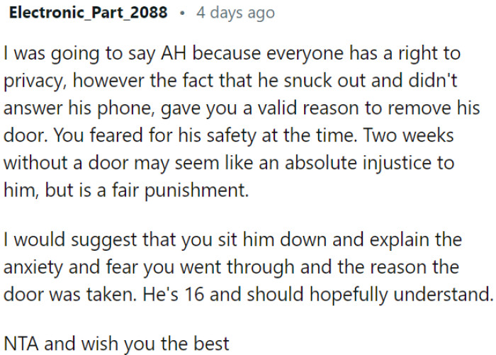 OP should have a conversation with her teenager to explain her anxiety and fear.